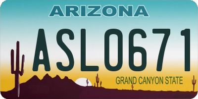 AZ license plate ASL0671