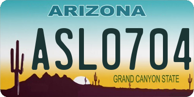 AZ license plate ASL0704