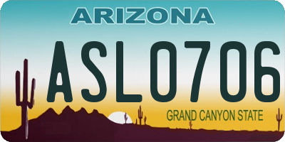 AZ license plate ASL0706