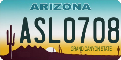 AZ license plate ASL0708