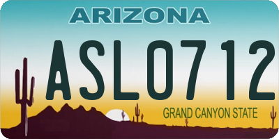 AZ license plate ASL0712