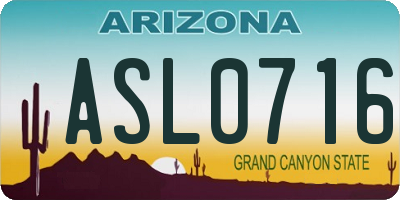 AZ license plate ASL0716