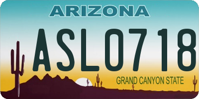 AZ license plate ASL0718