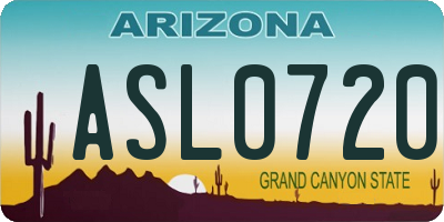 AZ license plate ASL0720