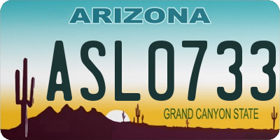 AZ license plate ASL0733