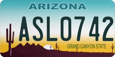 AZ license plate ASL0742