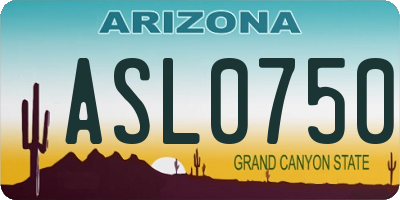 AZ license plate ASL0750