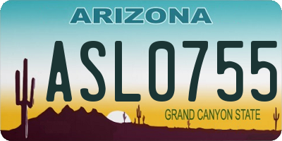 AZ license plate ASL0755