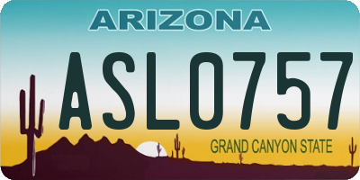 AZ license plate ASL0757