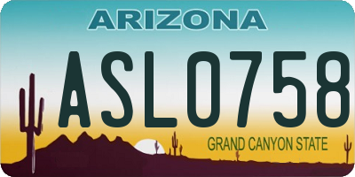 AZ license plate ASL0758