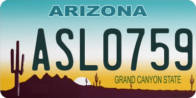 AZ license plate ASL0759
