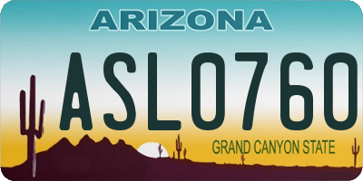 AZ license plate ASL0760