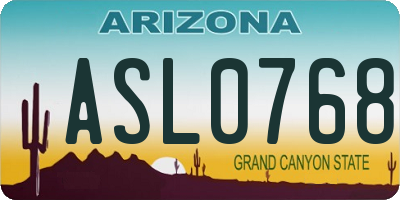 AZ license plate ASL0768
