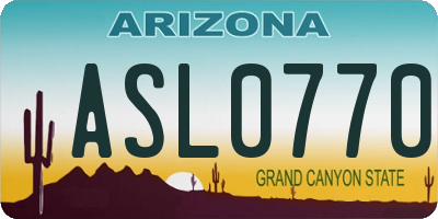 AZ license plate ASL0770