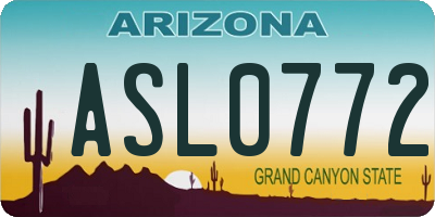 AZ license plate ASL0772