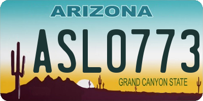AZ license plate ASL0773