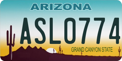 AZ license plate ASL0774