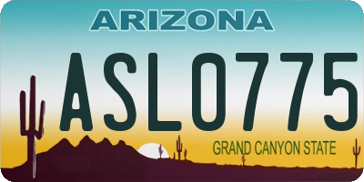 AZ license plate ASL0775