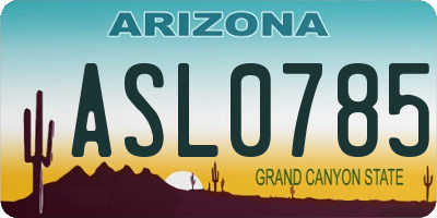 AZ license plate ASL0785