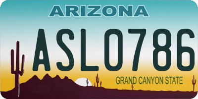 AZ license plate ASL0786