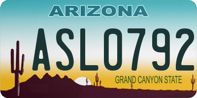AZ license plate ASL0792