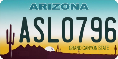 AZ license plate ASL0796