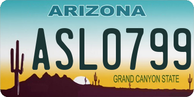 AZ license plate ASL0799