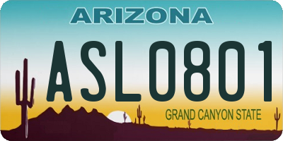 AZ license plate ASL0801