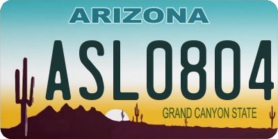 AZ license plate ASL0804