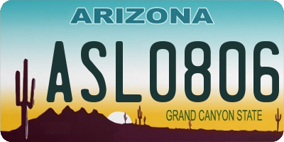 AZ license plate ASL0806