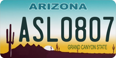 AZ license plate ASL0807