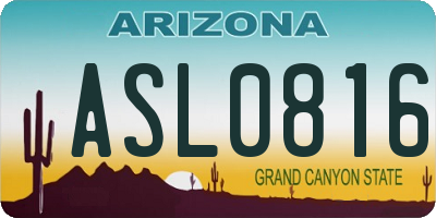 AZ license plate ASL0816