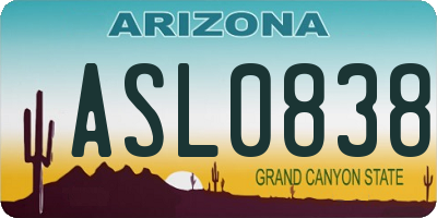 AZ license plate ASL0838