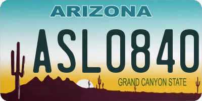 AZ license plate ASL0840