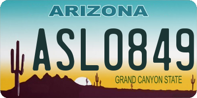 AZ license plate ASL0849