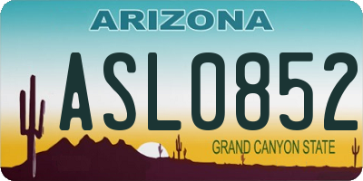 AZ license plate ASL0852