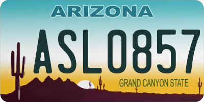 AZ license plate ASL0857