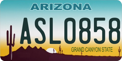 AZ license plate ASL0858
