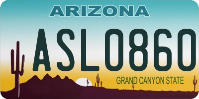 AZ license plate ASL0860
