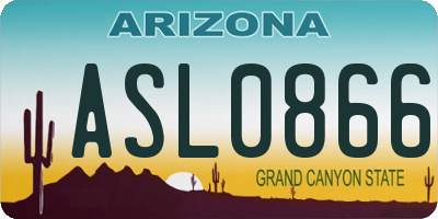 AZ license plate ASL0866