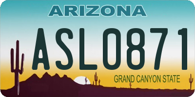 AZ license plate ASL0871