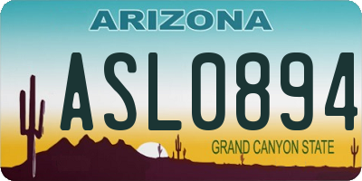 AZ license plate ASL0894