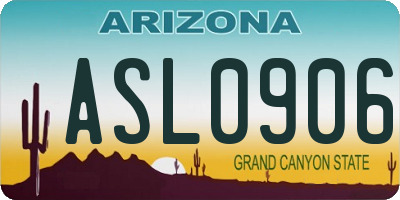 AZ license plate ASL0906