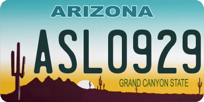 AZ license plate ASL0929