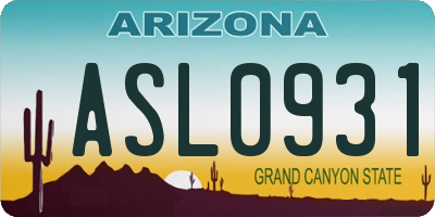 AZ license plate ASL0931