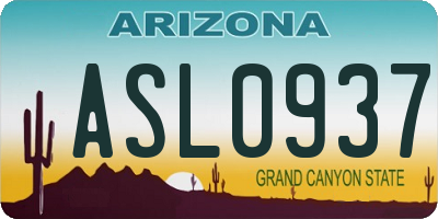 AZ license plate ASL0937