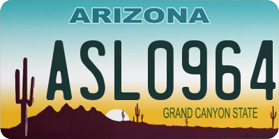 AZ license plate ASL0964