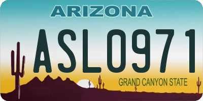AZ license plate ASL0971