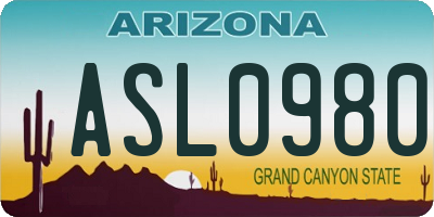 AZ license plate ASL0980