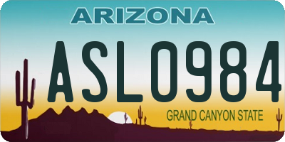 AZ license plate ASL0984